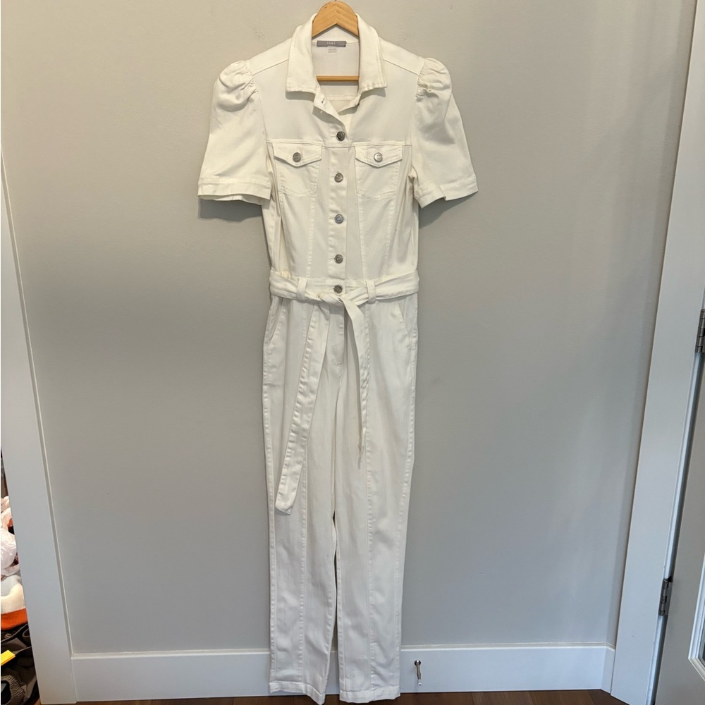 Tart White Button-Up Jumpsuit like new small
